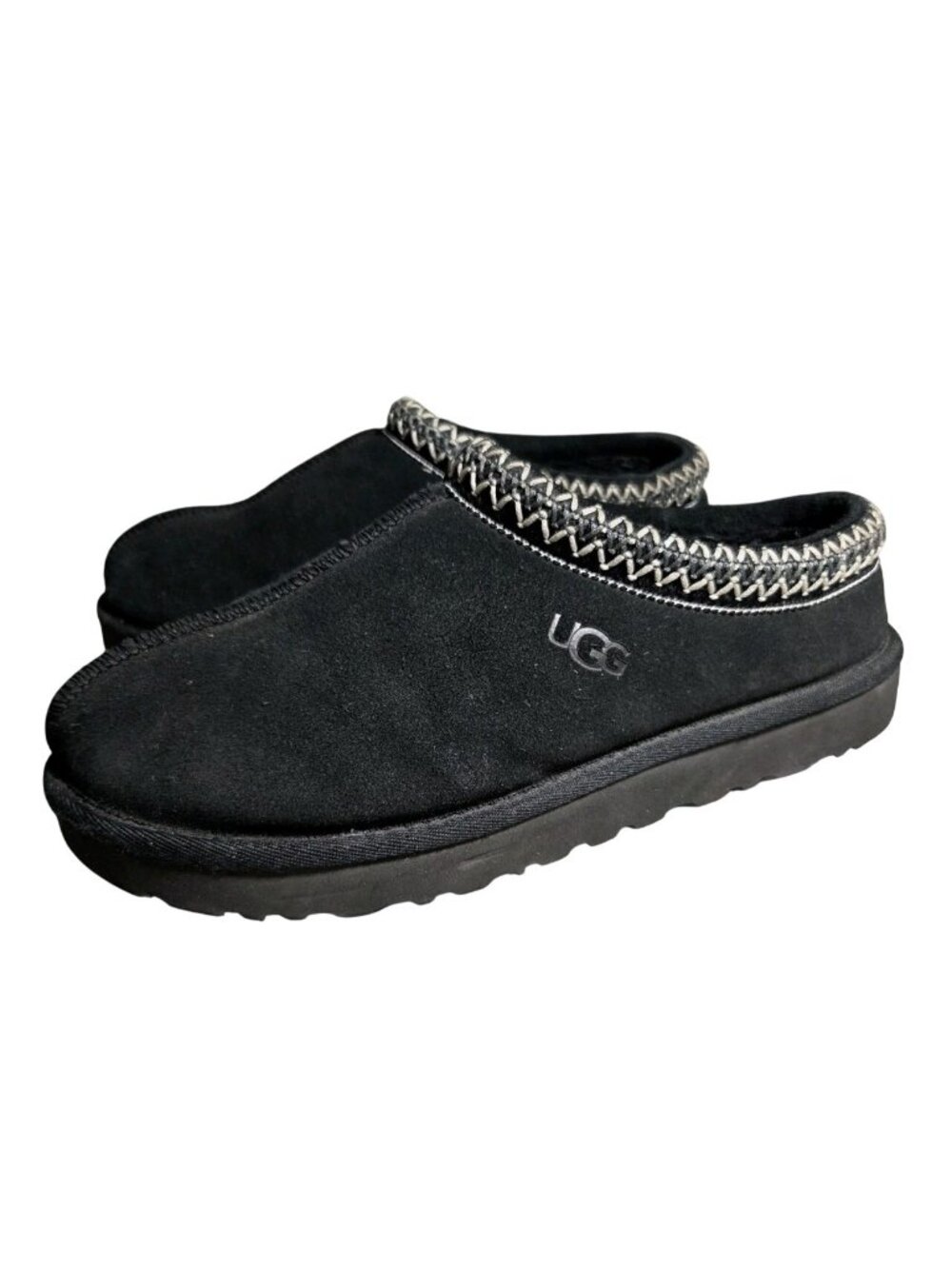 UGG Women's Size 10 Tasman II Slippers Black Suede Shearling Lined